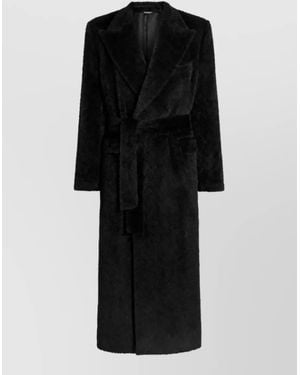 Dolce & Gabbana Alpaca Wool Double-Breasted Belted Coat - Black