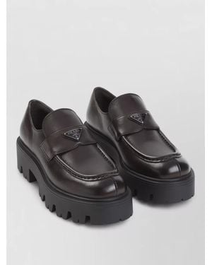 Prada Stride Leather Loafer Penny Style - Black