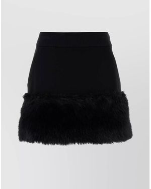 Prada High-Waisted Mini Skirt With Faux Fur Trim - Black