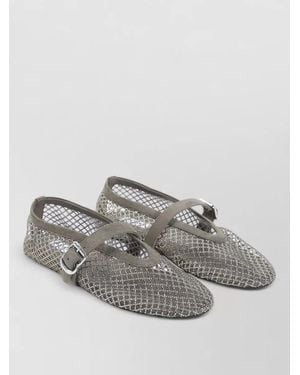 Alaïa Ballet Flats Mesh Metallic Pointed Toe Design - Gray