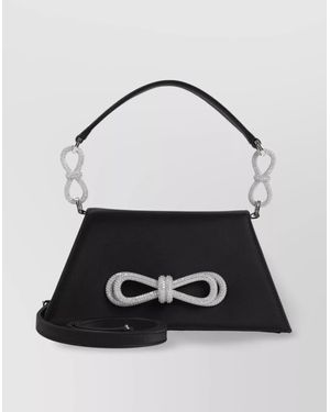 ショルダーバッグ・ポシェット Mach & Mach Samatha Double Bow Satin Black Silk Shoulder Bag DOUBLE BOW SAMANTHA HANDBAG MEDIUM BLACK – MACH & MACH