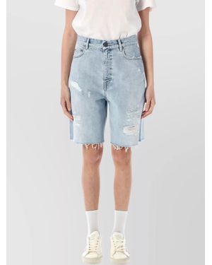 Golden Goose Denim Oversized Distressed Knee-Length Shorts - Blue