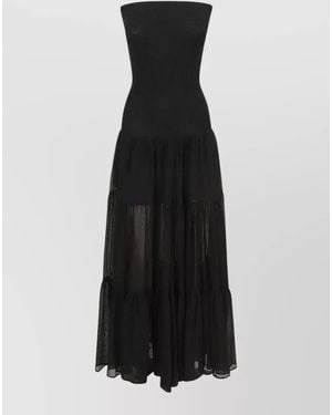 Pinko Baveno Skirt Sheer Panels Tiered Design - Black