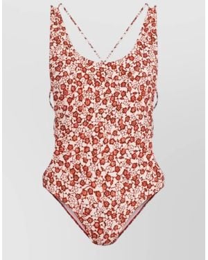 Isabel Marant Swimsuit Scoop Neckline Cut Out Sides Open Back - Red