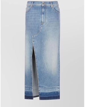 Pinko Denim Maxi Skirt With Front Slit in Black | Lyst
