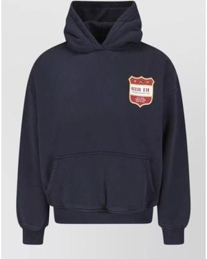 Rhude Hooded Sweatshirt Relaxed Fit Kangaroo Pocket - Blue