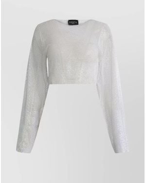Santa Brands Open-Knit Rhinestone Top - White