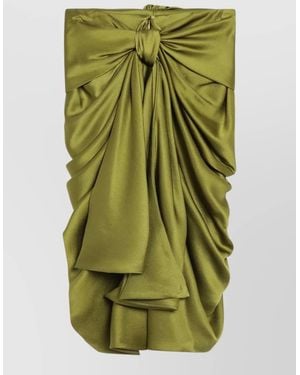 Chloé Draped Satin Dress Featuring Bow Detail - Green