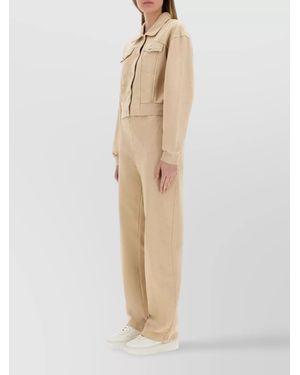 Moschino Relaxed-Fit Wide-Leg Trousers - Natural