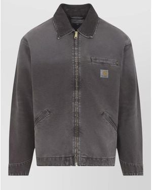 Carhartt Og Detroit Jacket Corduroy Collar Canvas - Gray