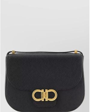 Ferragamo Gancini Calfskin Leather Clutch Bag - Gray