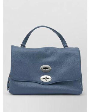 Zanellato Shoulder Bag Adjustable Strap Studded Top Handle - Blue