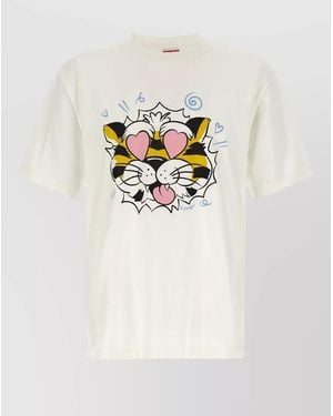 KENZO Cotton Oversized Short-Sleeve Printed T-Shirt - White