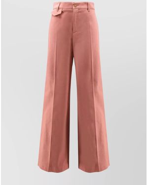 Chloé Cotton High Waist Flared Trousers With Back Pockets