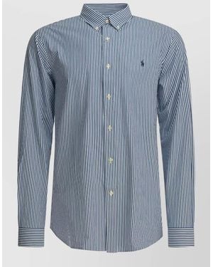 Polo Ralph Lauren Custom Fit Shirt Logo Long Sleeves Stripes - Blue
