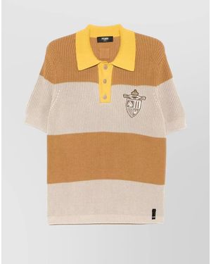 Fendi Striped Cotton Short-Sleeve Polo Shirt - Multicolour