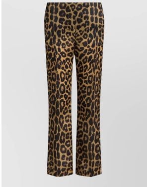 Alberta Ferretti Organza Trousers Animal Print Flared Leg - Multicolour