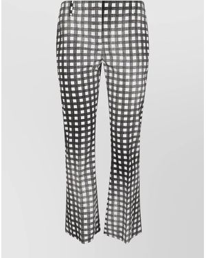 Ermanno Scervino Cropped Flare Pants Check Pattern Belt Loops - White