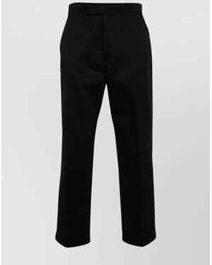 Thom Browne Cotton High-Rise Tapered Cropped Trousers - Black
