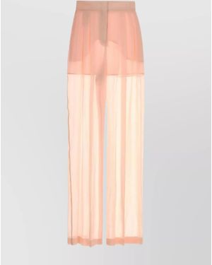 Alberta Ferretti Silk Wide-Leg Trousers - Pink