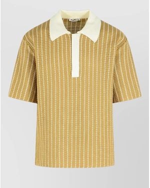 Jil Sander Cotton Knit Polo Shirt - Yellow