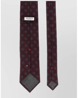 Brunello Cucinelli Chevron Texture Silk Tie Pointed Tip - Purple