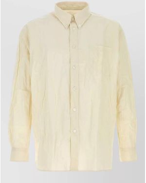 Willy Chavarria Poplin Shirt Button Down Collar Pocket - Natural