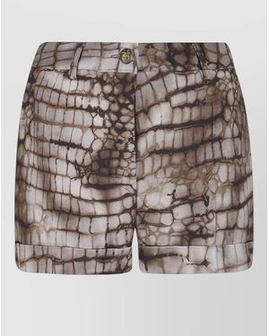 Elisabetta Franchi Printed Relaxed-Fit Tailored Shorts - Gray