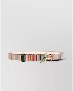 Paul Smith Adjustable Striped Leather Belt With Hardware - Multicolour