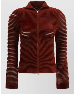 Giorgio Armani Openwork Turtleneck Cardigan - Red