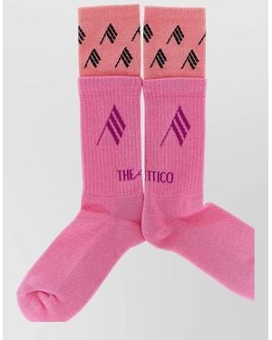 The Attico Logo Socks Double Layer Contrast Cuff - Pink