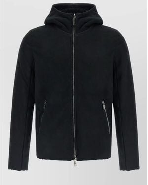 Giorgio Brato Lamb Leather Hooded Jacket - Black