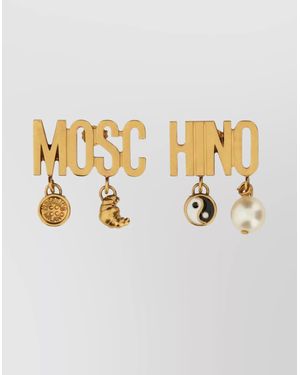 Moschino Logo Earrings - Metallic