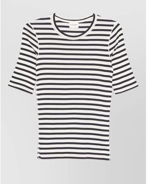 Closed Striped Knit Jumper Crew Neck Ribbed - Blue