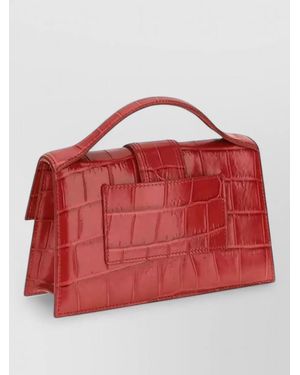 Jacquemus Grand Bambino Croc Embossed Shoulder Bag Clutch - Red