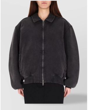 Alexander Wang Moto Style Collared Jacket Side Pockets - Grey
