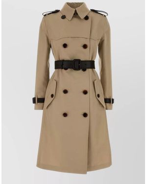 Burberry Gabardine Trench Coat Epaulettes Storm Flap - Natural
