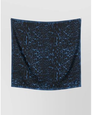 Lanvin Animal Print Rectangular Scarf Lightweight Fabric - Blue
