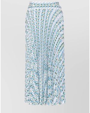 Tory Burch Skirt High-Waisted Printed Buckle Detail - Blue
