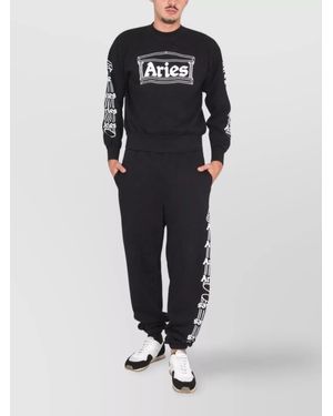 Aries Graphic Print Crewneck Sweatshirt - Blue