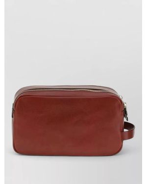 Brunello Cucinelli Rectangular Leather Travel Toiletry Bag - Red