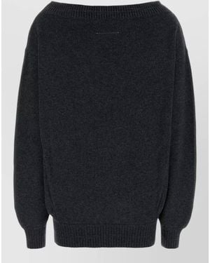 MM6 by Maison Margiela Wool Blend Mini Jumper Dress Ribbed - Blue
