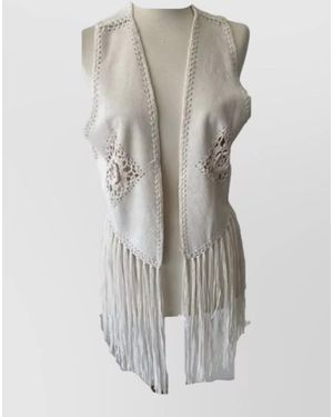 PHO® Firenze Fringed Suede Gilet - White