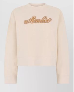Moncler Cropped Long-Sleeve Sweatshirt - Natural