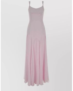McQueen Lilac Satin Long Dress - Pink