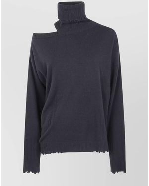 Uma Wang Wool Ribbed Turtleneck Jumper - Blue