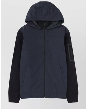 BOSS Hooded Jacket Long Sleeves Arm Pocket - Blue