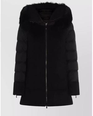 Moorer Padded Jackets With Fur Trim And Hood - Black