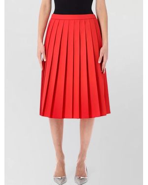 Prada Pleated Gabardine Midi-Skirt - Red