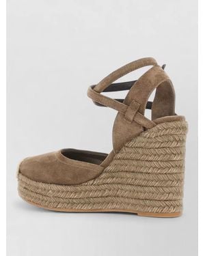 Brunello Cucinelli Leather Wedge Espadrilles - Brown